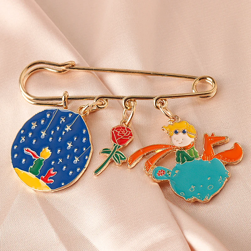 Anime Prince Fox Enamel Pins Moon Star Brooches Cartoon Cute Metal Badge Backpack Lapel Pin Cosplay Jewelry Accessories Fan Gift