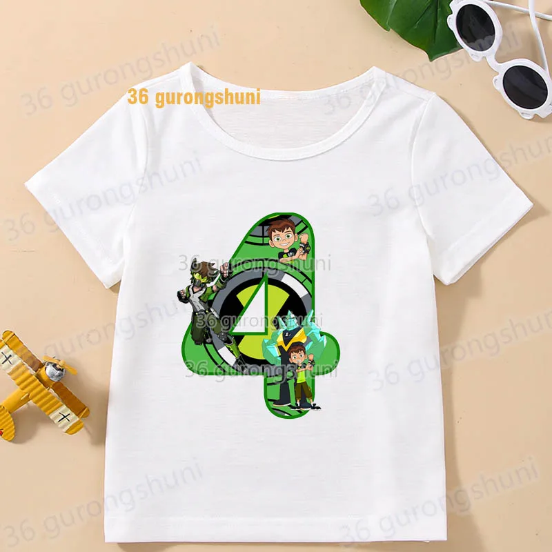 Cartoon t Shirt For Girls Tshirt children ben Girl t-shirts 10 birthday Short Sleeve Kids Clothes Boys clothing Graphic t Shirts