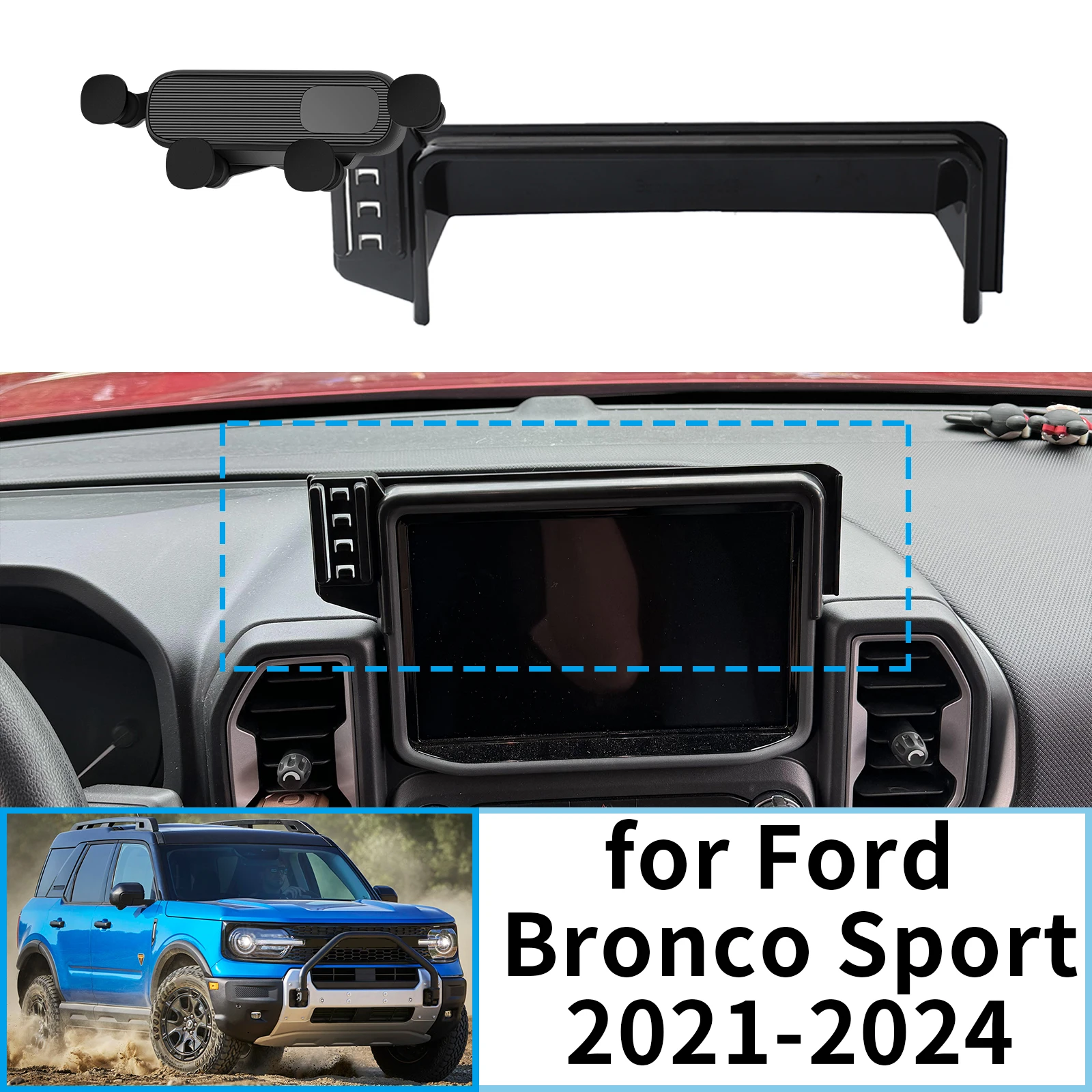 

fit for Ford Bronco Sport 2021 2022 2023 2024 Stable Clip-On Phone Holder​​ Mount Screen Base No Vibration​ Car accessoires