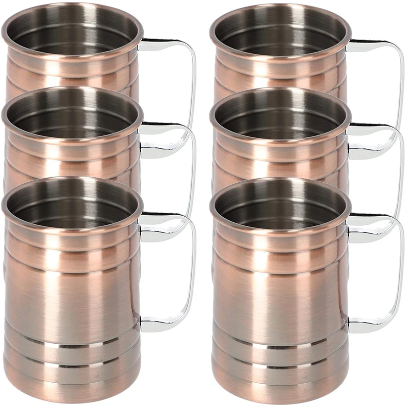 2024New Stainless steel Copper Moscow Mule Mug 1/2/3/4/6PCs Durable Coppery Beer Mugs Coffee Mug Milk Cup Drinkware