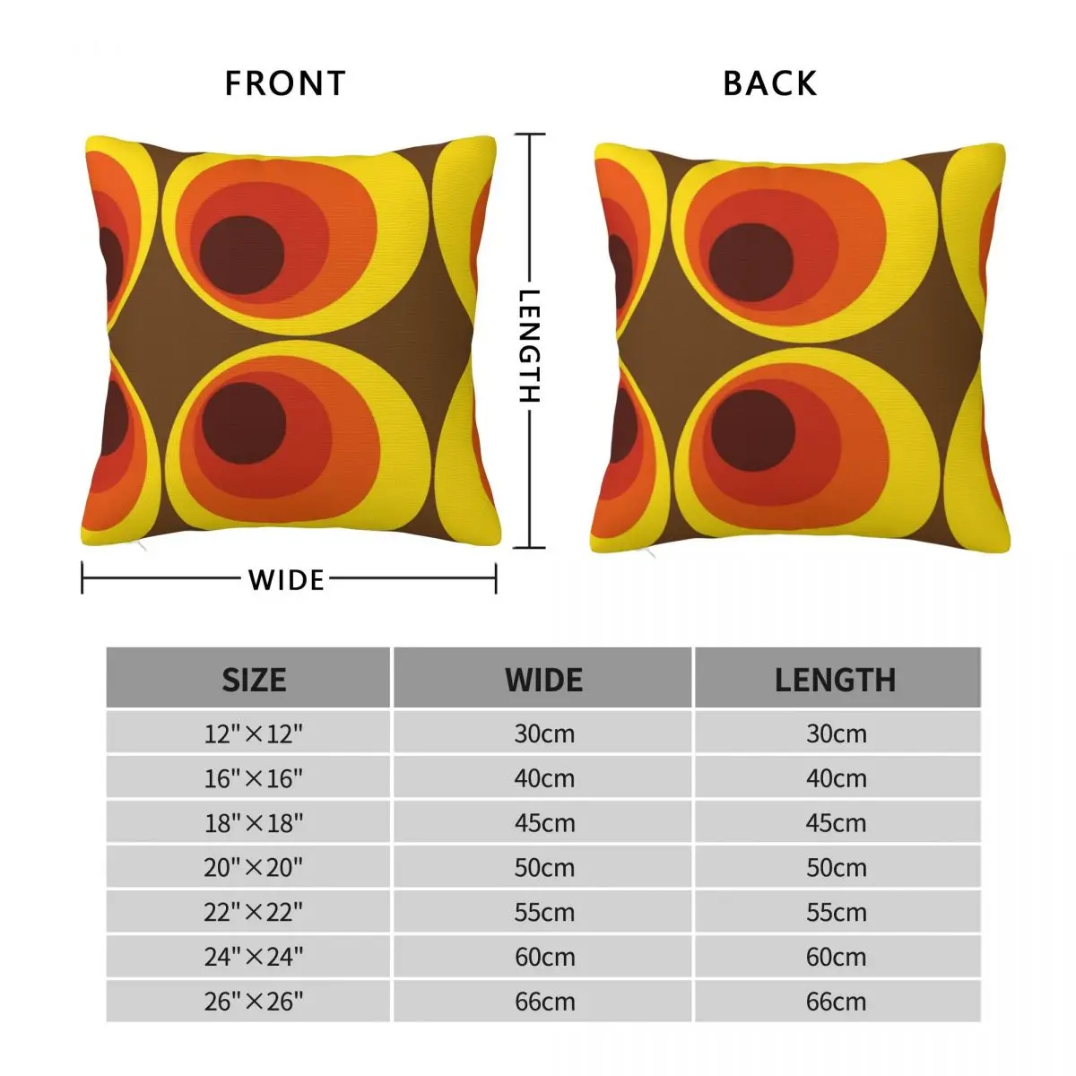 70s, 80s Funky Vintage Circle Pattern Square Pillowcase Pillow Cover Polyester Cushion Comfort Throw Pillow for Home Living Room