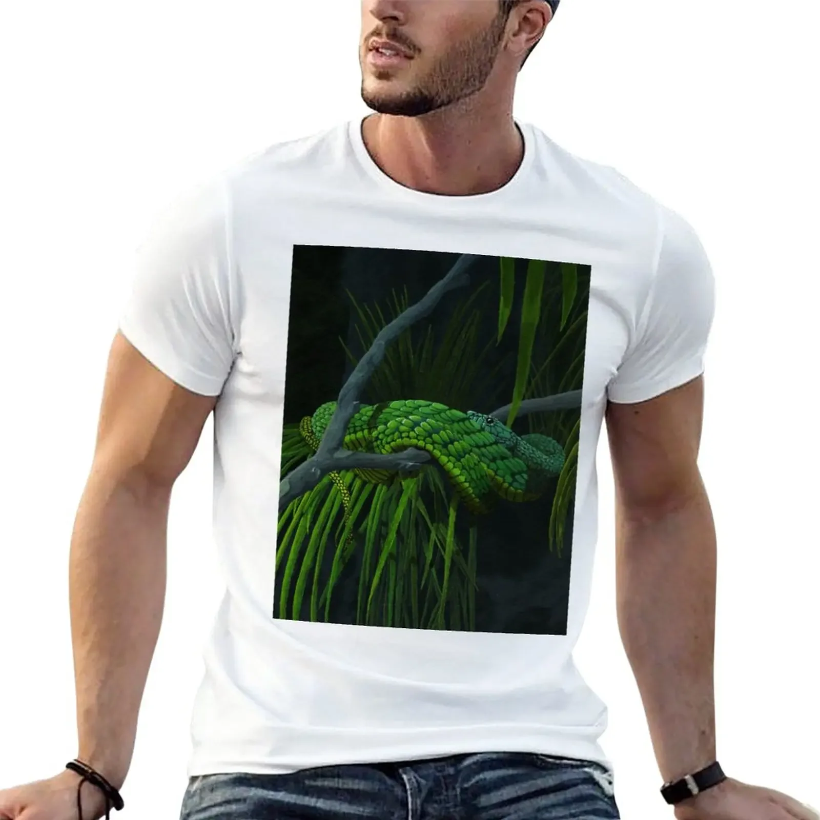 Green Mamba T-Shirt Short sleeve tee Blouse boys whites mens white t shirts