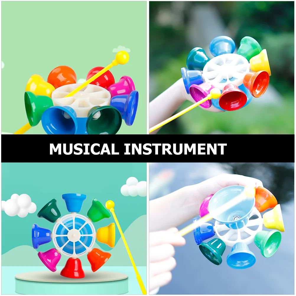 Rotating Bell Rhythm Handbell Instrument Toy Clock Musical Eight Tone Kids Educational Toys