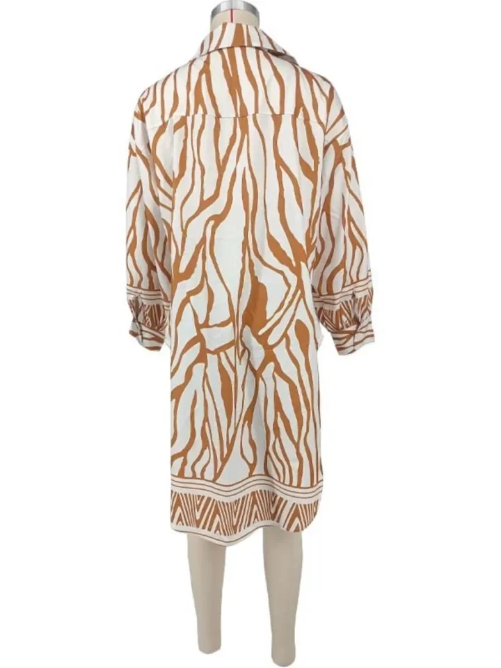 2025年夏 ビーチカジュアル ルーズ 長袖シャツ ミニワンピース レディース ファッション バケーション プラスサイズ 女性用 ボタン付き イレギュラーヘム