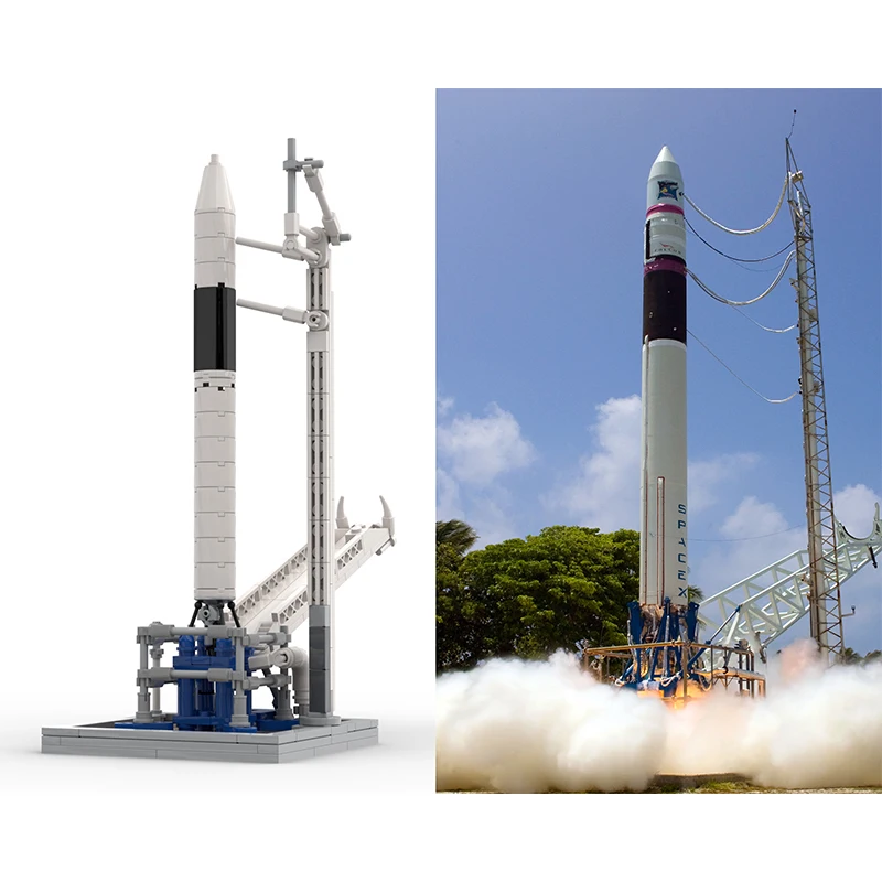 Moc SpaceXer Falconed Heavy Launch Vehicle Building Blocks Set 1:110 Scale Rocket High-tech Model Bricks Assemble Toys Xmas Gift