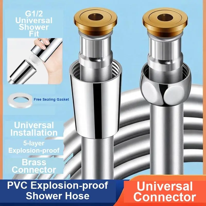 Shower Shower Hose Bathroom Water Heater Mixing Valve Fittings 1.5/2 Meters PVC Silver