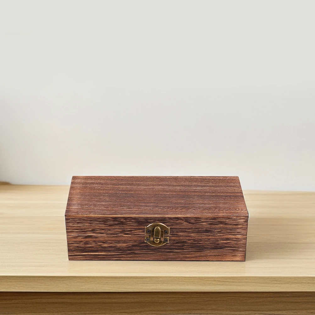 

2 Pcs Retro Gift Box Vintage Wooden Boxes Storage Case with Lid Small Treasure Chest for Trinkets Rustic Holder