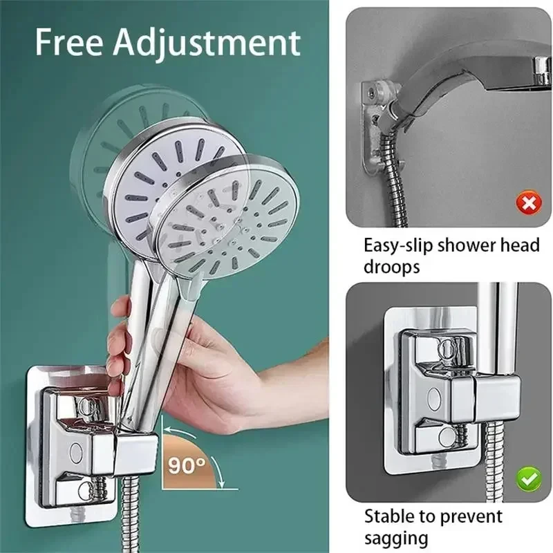 Universal Shower Head Holder Adjustable Wall Mounted Shower Holder Self-Adhesive Showerhead Handheld Bracket Bathroom Accessory