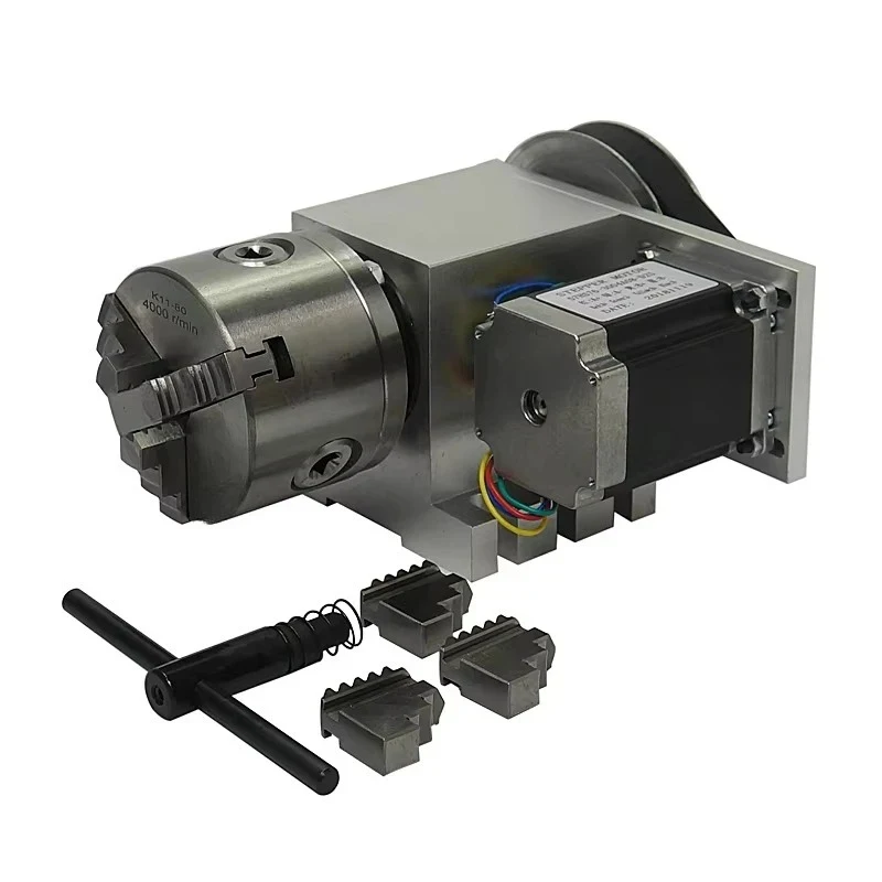 high quality Rotary 4th a Axis--0 0mm with Jaw 4 Jaws Chuck Router Miiling hine