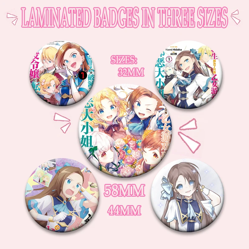 My Next Life As A Villainess Ll Routes Lead To Doom! Pin Cute Anime Figure Brooches Round Cartoon Badge Backpack Accessorie Gift view 5