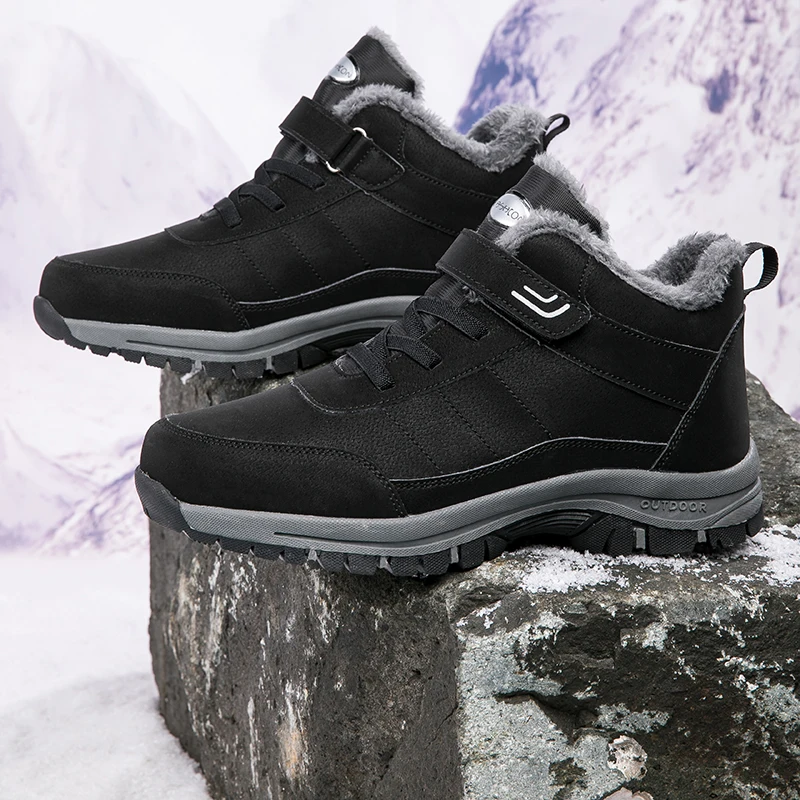 Calzado de invierno para hombre, piel sintética y antiviento, fácil extracción para Navidad, deportes de invierno o ocio