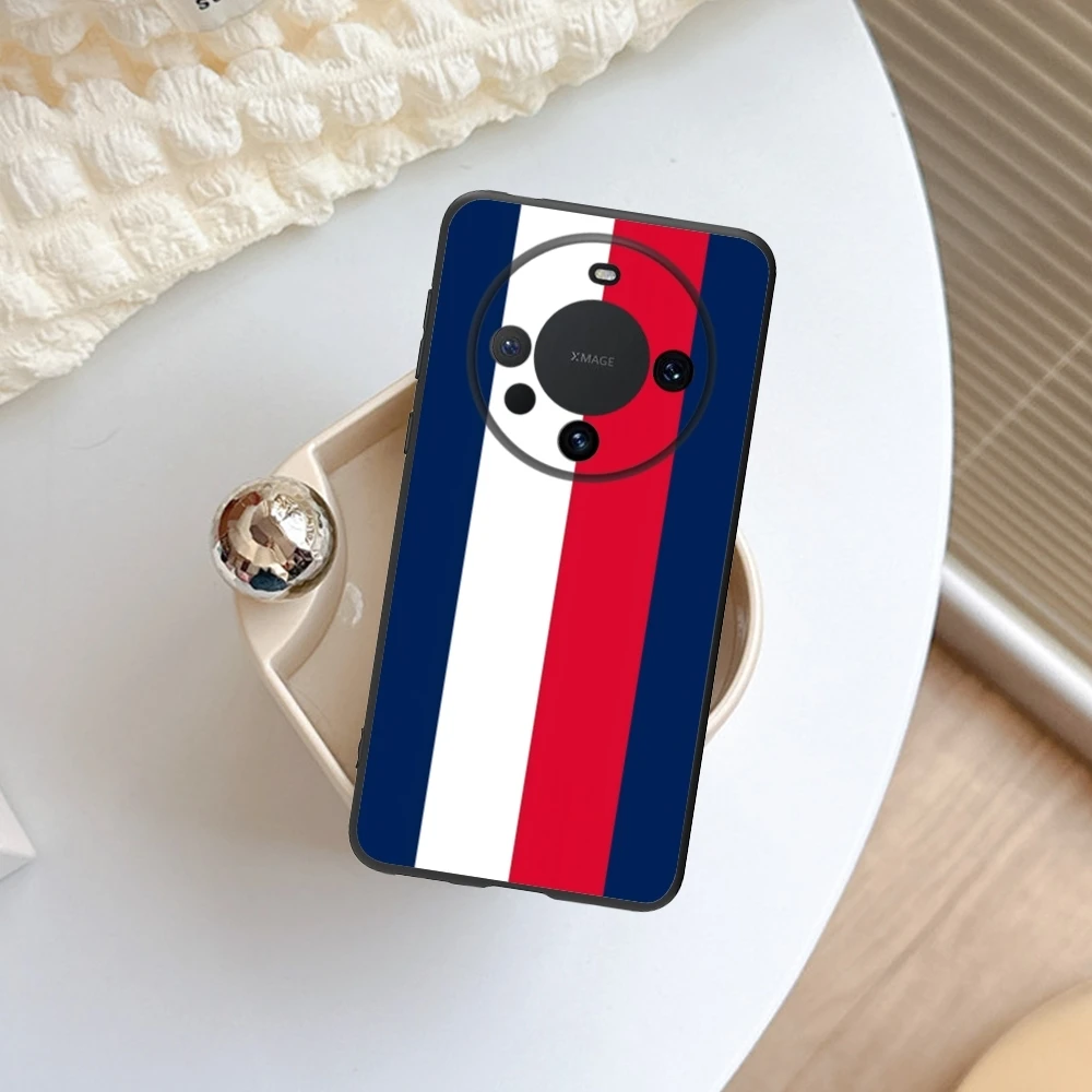 เคสโทรศัพท์มือถือลายทางสีแดงสีน้ำเงินสำหรับ HUAWEI Mate 60 50 40 30 20 10 Pro PLUS LITE E 5g กรอบโทรศัพท์แบบนิ่มสีดำ