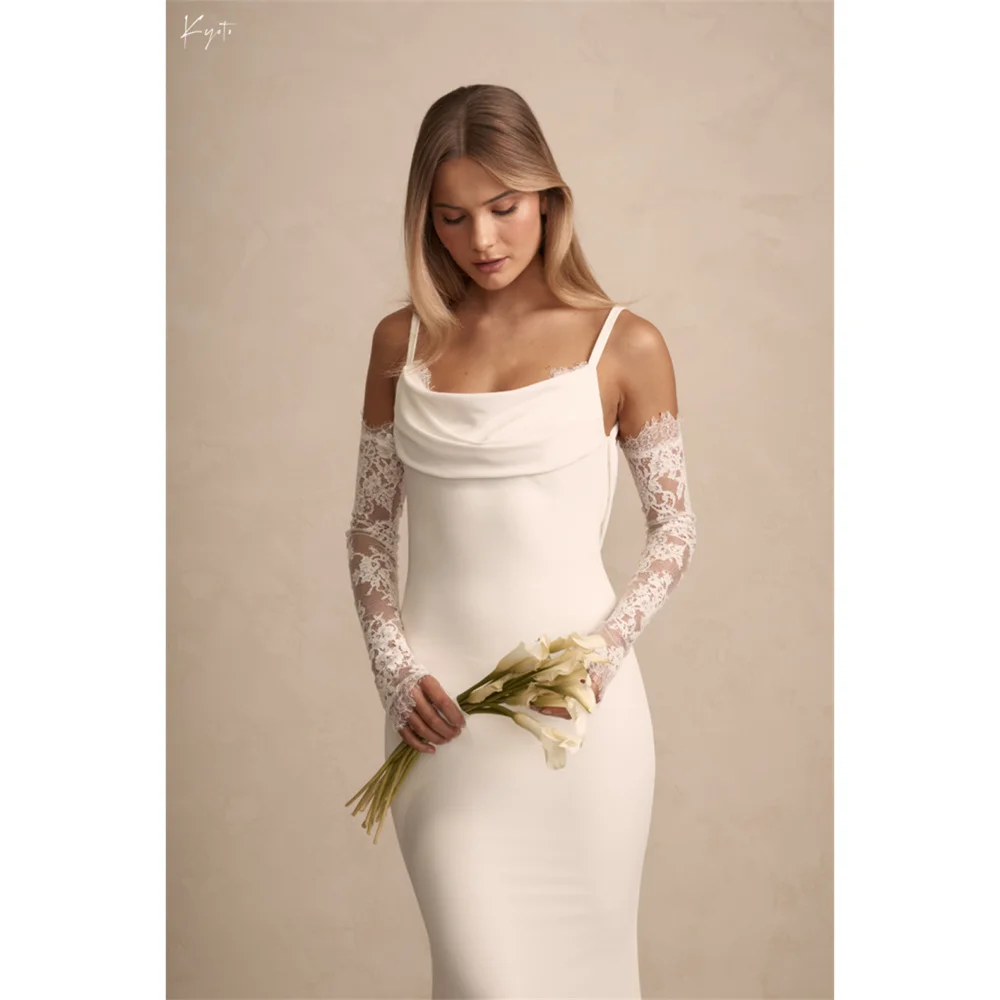 

Kyoto индивидуальное белое свадебное платье русалки с открытой спиной на тонких бретельках, платья de noche, часовня со шлейфом, торжественное вечернее платье 2025