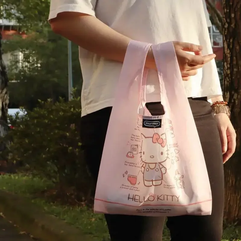 

Косметичка Hello Kitty's, новые складные сумки для покупок большой вместимости с героями мультфильмов, двухсторонние сумки с принтом для женщин