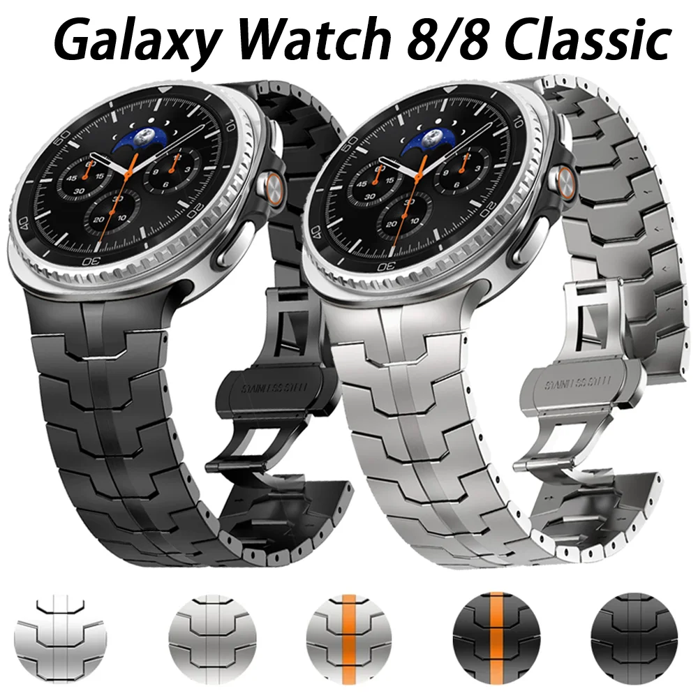 Correa de Metal de acero inoxidable para Samsung Galaxy Watch 8/8 Classic 40mm 44mm 46mm pulsera Correa para Galaxy Watch 8 cinturón clásico