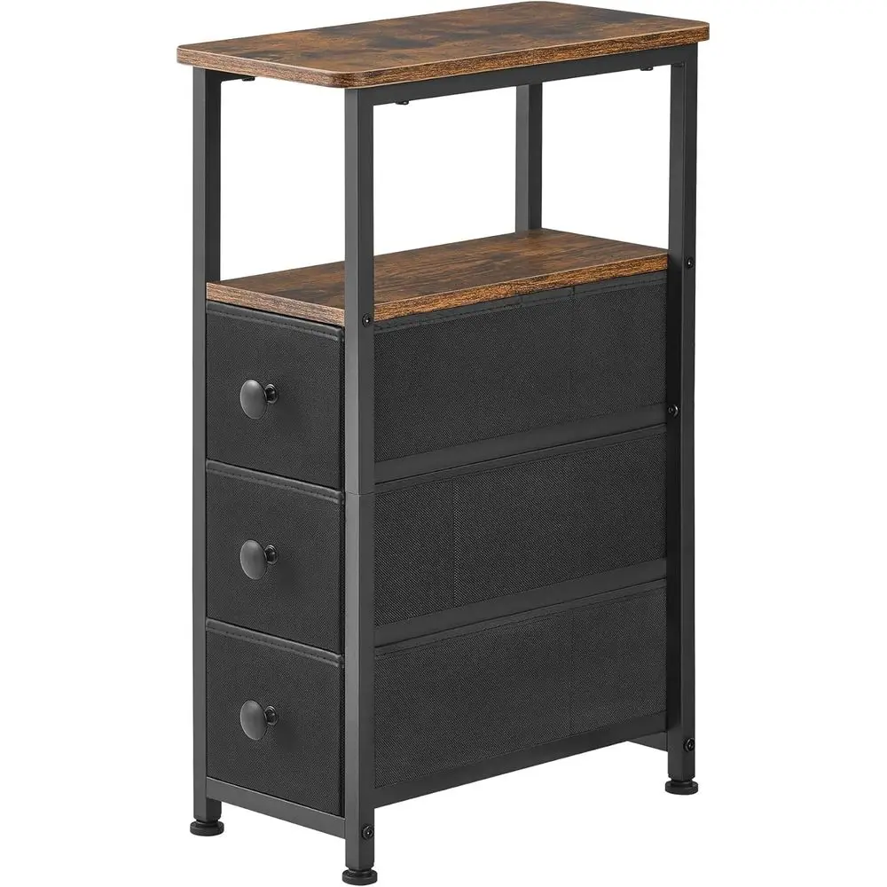 

Узкий тканевый прикроватный столик с местом для хранения для гостиной и спальни, цвет: рустик-коричневый