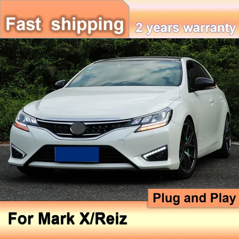 Car Accessories for Toyota Mark X Headlights 2013-2018 Reiz Headlights DRL Turn Signal High Beam Projector Lens