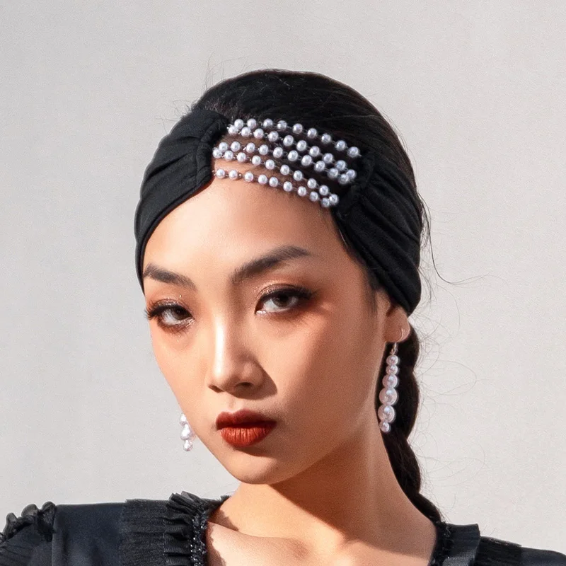 Modern Dance Hair Accessories Headwear Female Pearl High-Quality Hair Headband Hair Latin Hairband Latin Dance Accessories