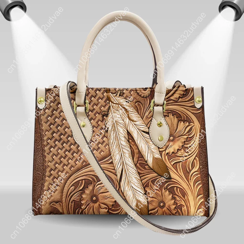 Tribal Feather Crossbody Bags for Women 2023 Ladies Luxury Designer Tote Handbag Top-Handle High Quality Shoulder Bag Sac A Main