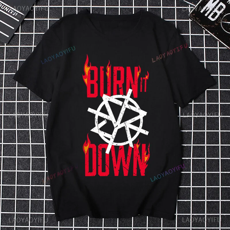 Seth Rollins burns it graphic hip hop style fashion Street wear casual trend summer men women all-purpose short-sleeved T-shirt