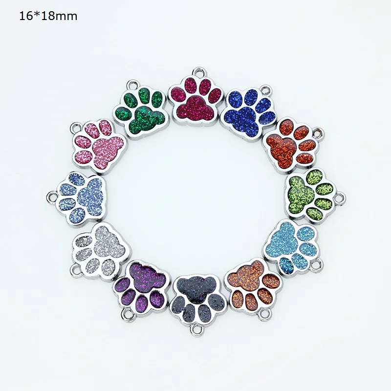 10pcs/lot Dog Cat Paw Charms S M L Glitter Pendant Hang Charms For Jewelry Making Keychain Pet Collar DIY Accessories