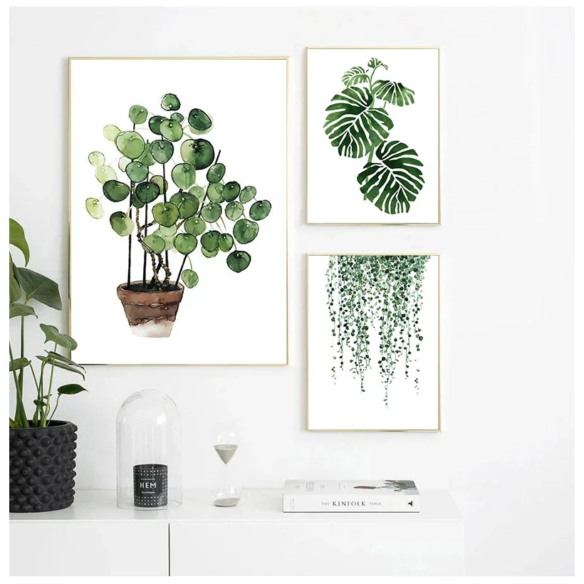 Laminas Decorativas Pared Cuadros Plant Green Leaves Peinture Para Minimalist Wall Art Canvas  Posters for Home Decor