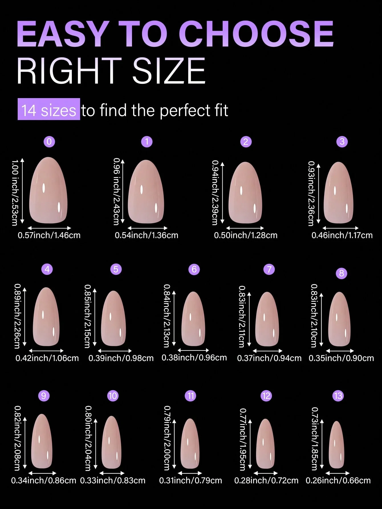 140개, 5색 짧은 아몬드 네일 팁 1박스, 14가지 사이즈의 아크릴 네일 팁, 여성에게 적합한 풀 세트 인조 네일 팁