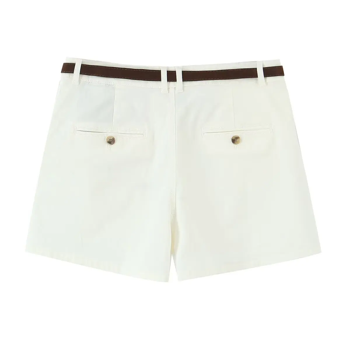 KONDALA Chic White Vintage Woman Summer Casual Shorts Fashion 2025 Summer Sashes Pockets Streetwear Basics Khaki Mujer Shorts