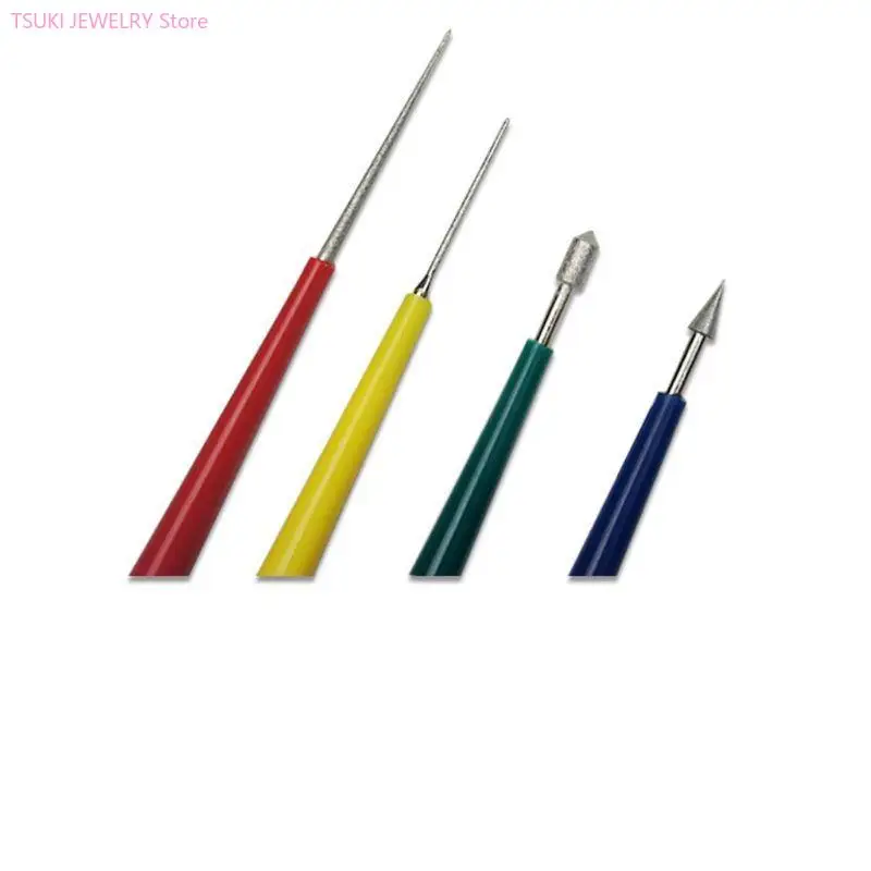 62KE 4Pcs Bead Hole Enlarger Tool Set Diamond Pearl Glass Beads Reamer Jewelry Tools