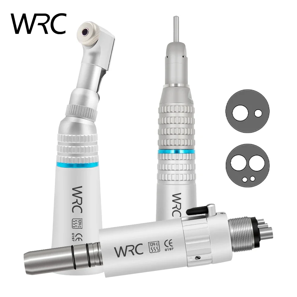 Dental Low Speed Handpiece Kits, E-type micromotor,Push Button Contra Angle, External Water Spray,2/ 4Holes