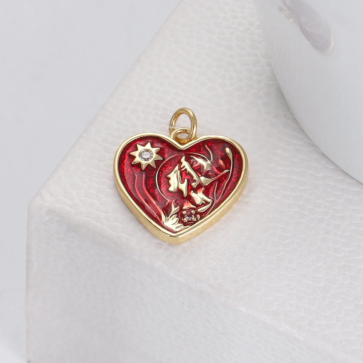 Fashion Multicolor Enamel Square Round Charms for Necklace Sun Moon Star Pattern Pendant DIY Jewelry Findings