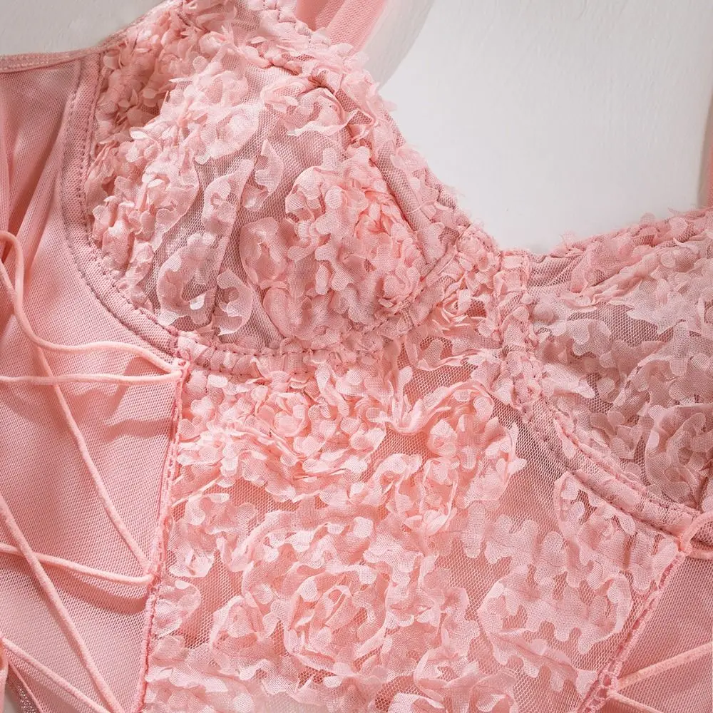 مرونة جوفاء الدانتيل زهرة بروتيل شفاف التطريز المحاصيل القمم الشارع الشهير الدبابات الحمالة سترة السفر