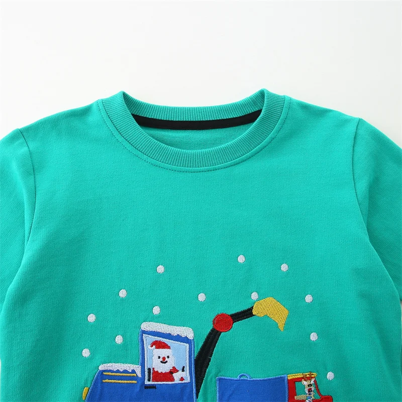 2-7T عيد الميلاد السنة الجديدة الفتيات بلوزات عيد الميلاد قمصان التطريز الأزرق طويلة الأكمام الخريف الشتاء ملابس الأطفال بلايز #4