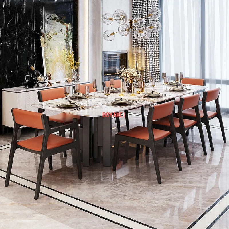 luxury ins online celebrity dining table rock rectangular new dining table and chair combination simple modern dining table.