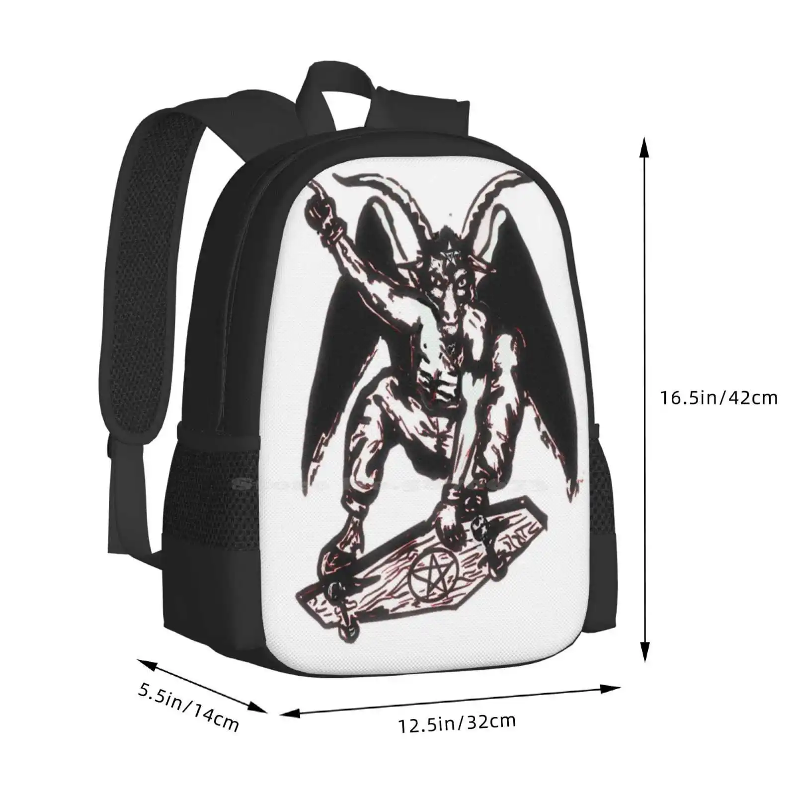 Baphomet Skateboard Hot Sale Schoolbag Backpack Fashion Bags Baphomet Skateboarding Satanic Goat Wings Devil Skater Skating