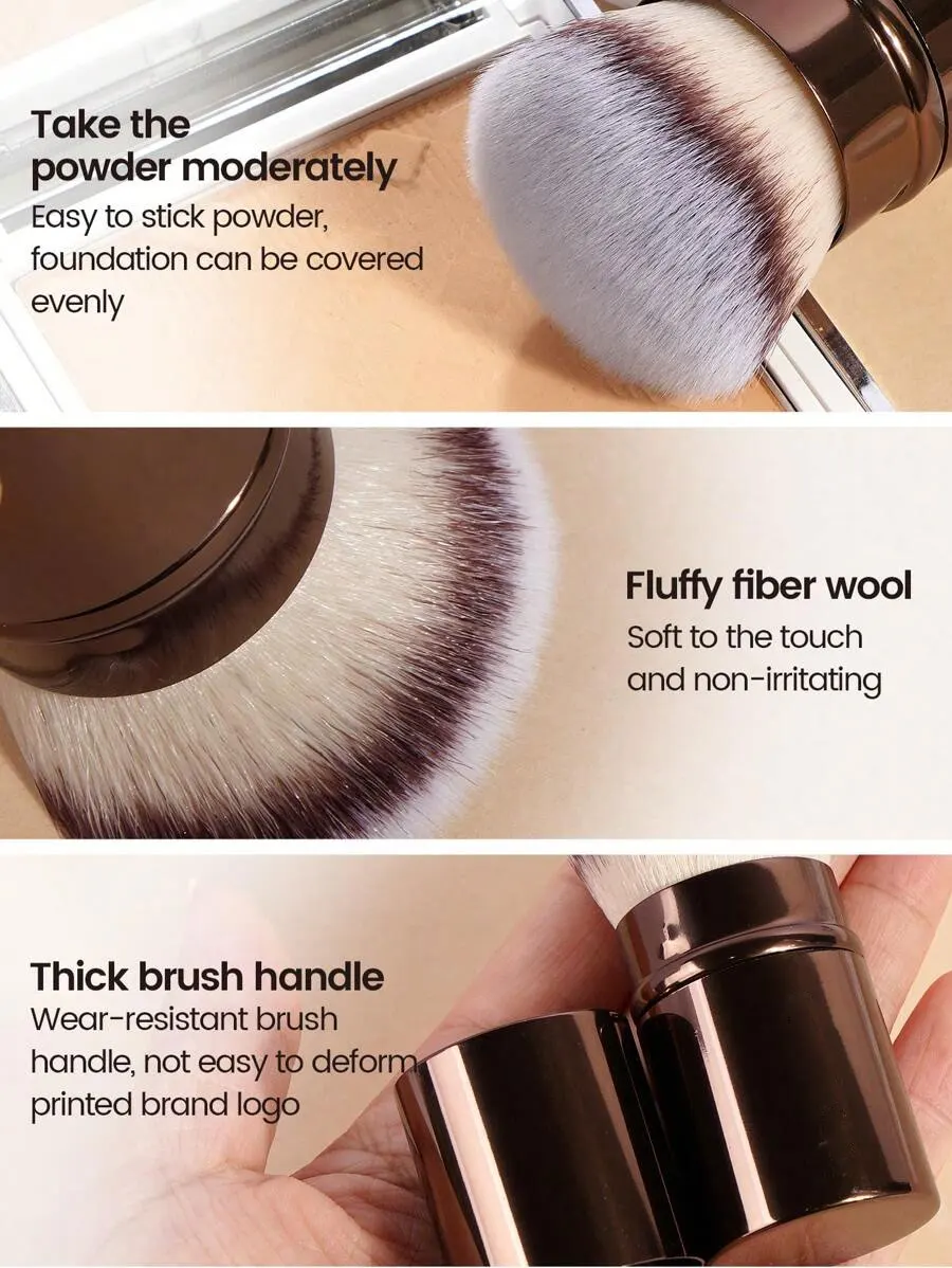 1 Stück professioneller einziehbarer Make-up-Pinsel für das Gesicht, Rougepinsel, Foundation-Pinsel, loser Puderpinsel, synthetisches Haar, ultraweiche Doundat – Detail 6