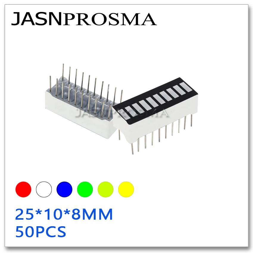 

JASNPROSMA red white Blue Jade green yellow 50PCS Digital Tube LED ten 10 segment bar grid digital light strip super bright grid