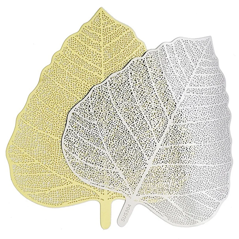 Nuevo colador de té hecho a mano de acero inoxidable con forma de hoja, infusor de té, filtro de té, perfecto para té de hojas sueltas (plateado)