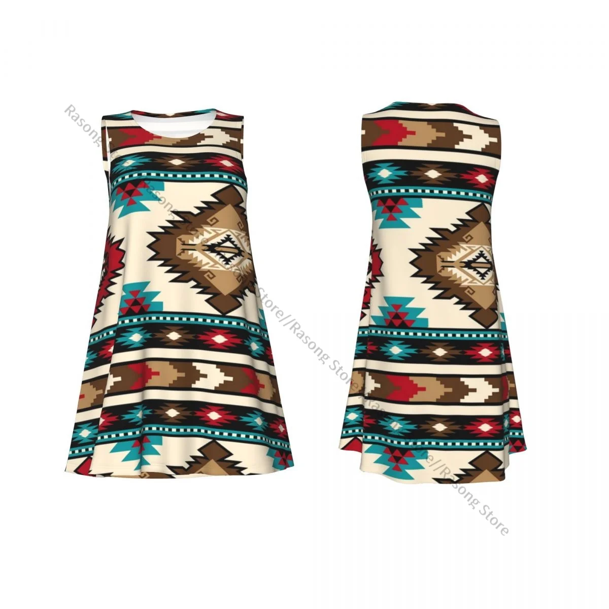 Women's Dress Summer Casual T Shirt Dresses Beach Cover up Indian Pattern Native American Tank Dress