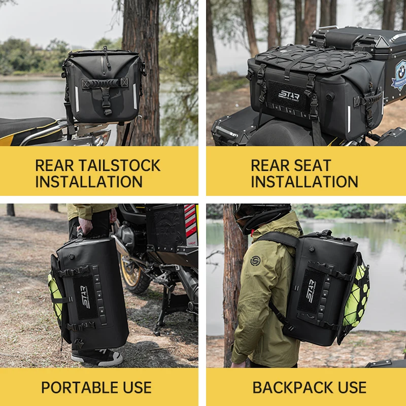 SFK 34L High-capacity Motorcycle Bag Black Rear Seat Bag Newest Multifunctional Waterproof For Long-distance Travel Riding Gears