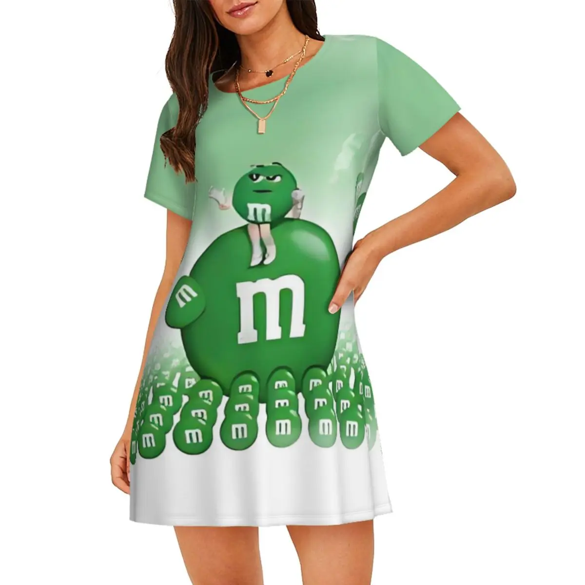 

Custom Cool M-MS Color-Varied Sugar Candy Women Short Sleeve Nightdress Candy Pullover Nightgown For Sleeping Sleepshirts