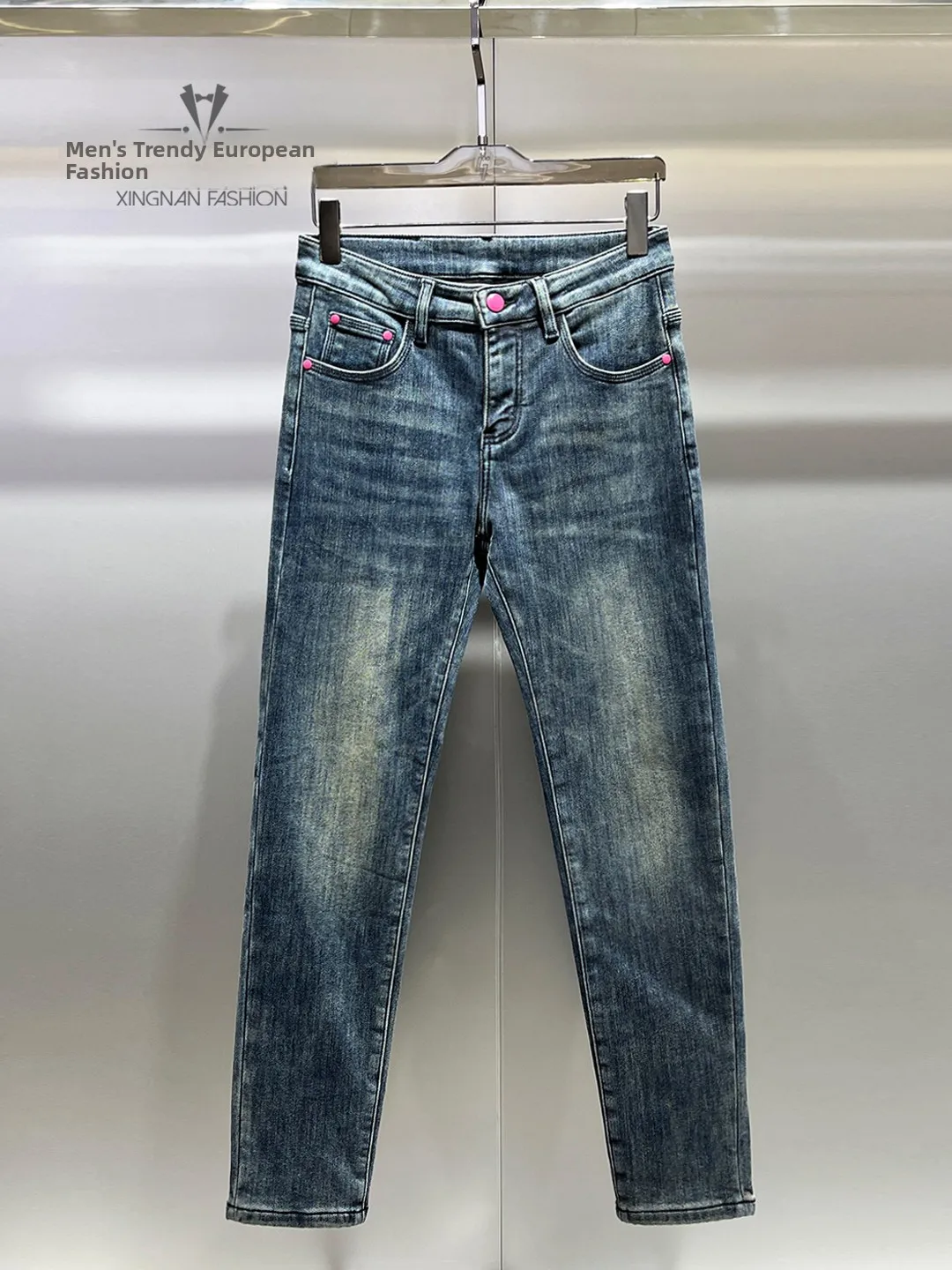

Winter Thiened Fce Lined Casual Waed Denim Jeans Men's Slim Fit Versatile Long Pants Comfortable Breathable Warm