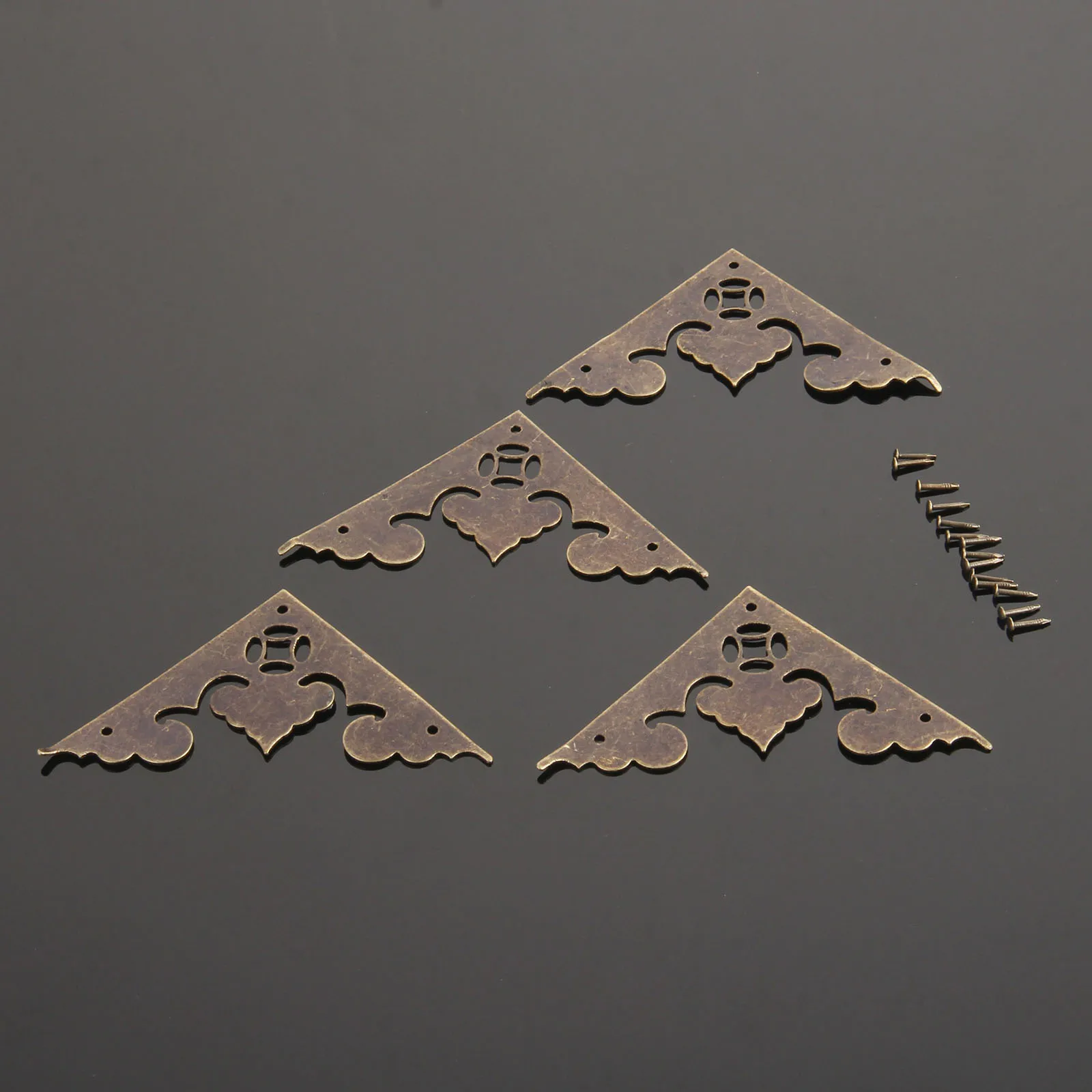 4PCS 58mm Antique Bronze Jewelry Box Corner Foot Wooden Case Corner Bracket Decorative Corner Protectors