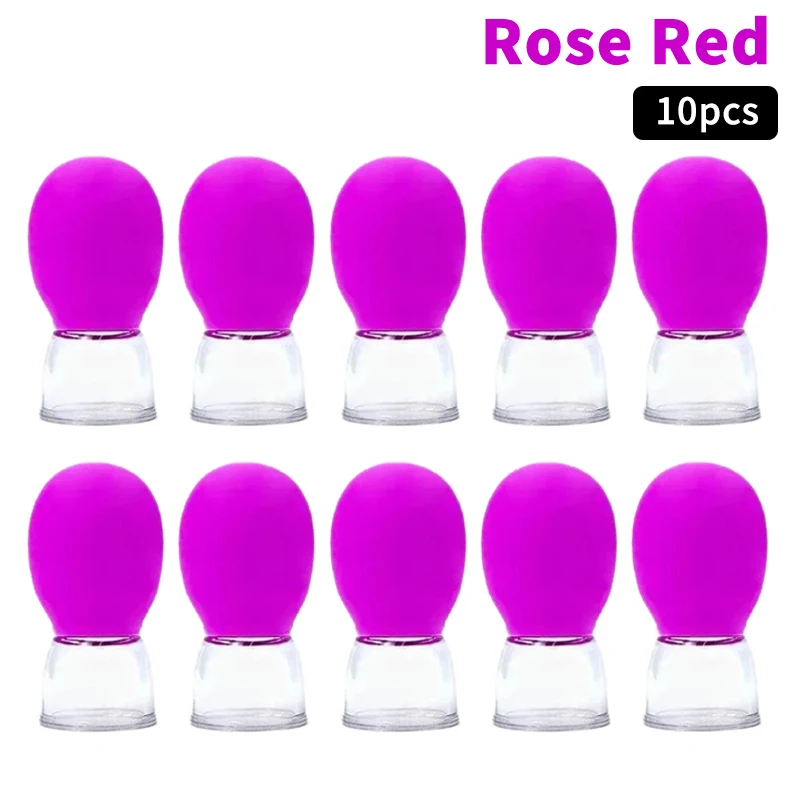 (HG)10Pcs Silicone Cupping Massage Cup For Body Face Neck Eye Massager Vacuum Tank Body Facial Care, Anti-aging Beauty Tool