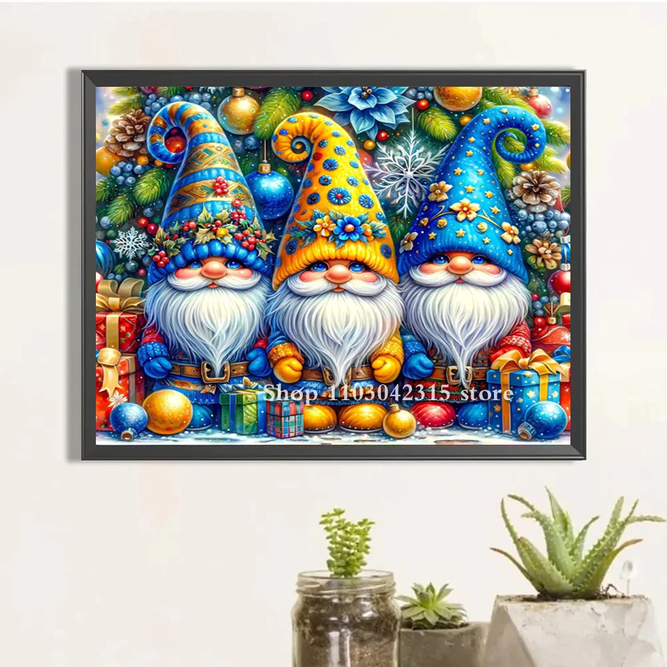 Diamond Painting New 2024 Kit Santa Claus Dwarf Full Diamond Embroidery Mosaic Cross Stitch Christmas Cartoon Art Home Decor