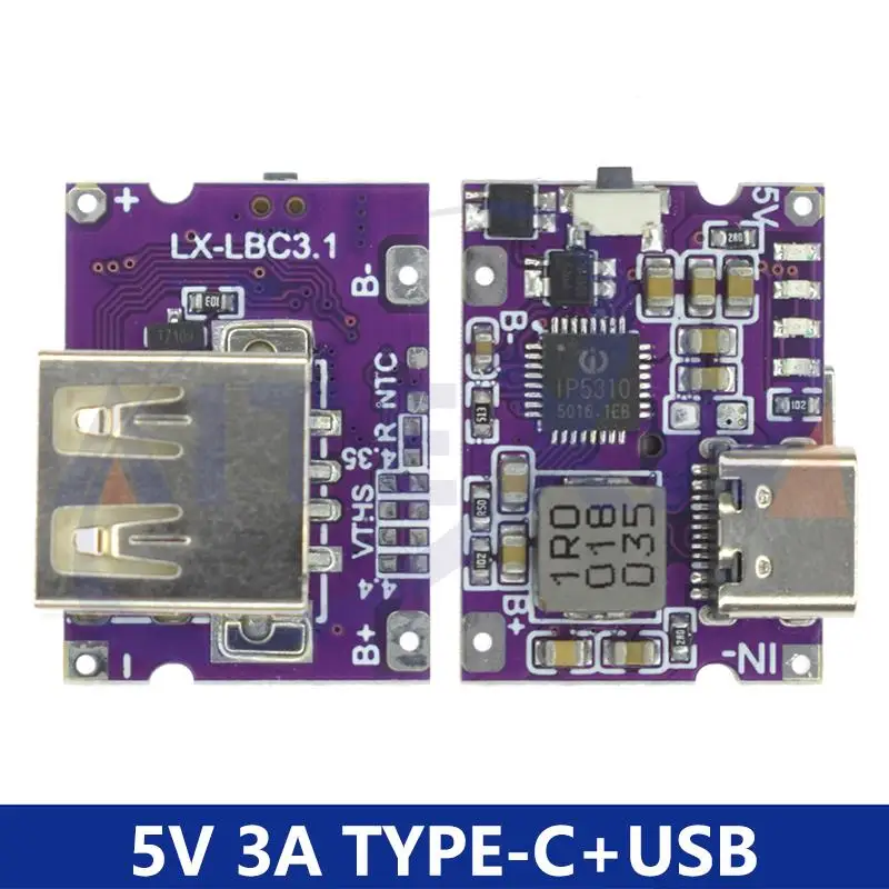 5V /1A/2A/3.1A USB TYPE-C/Micro USB Boost Step Up Power Module Lithium LiPo Battery Charger Protection Board  for DIY Charger