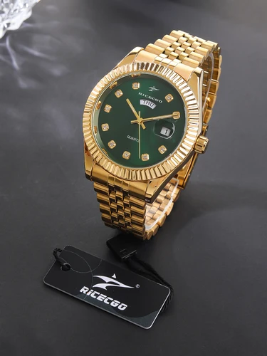 Imagen 2 del producto Reloj de pulsera clásico de lujo con correa de acero para hombre, calendario de negocios, relojes de cuarzo redondos de acero inoxidable para hombre, relojes de pulsera ﻿