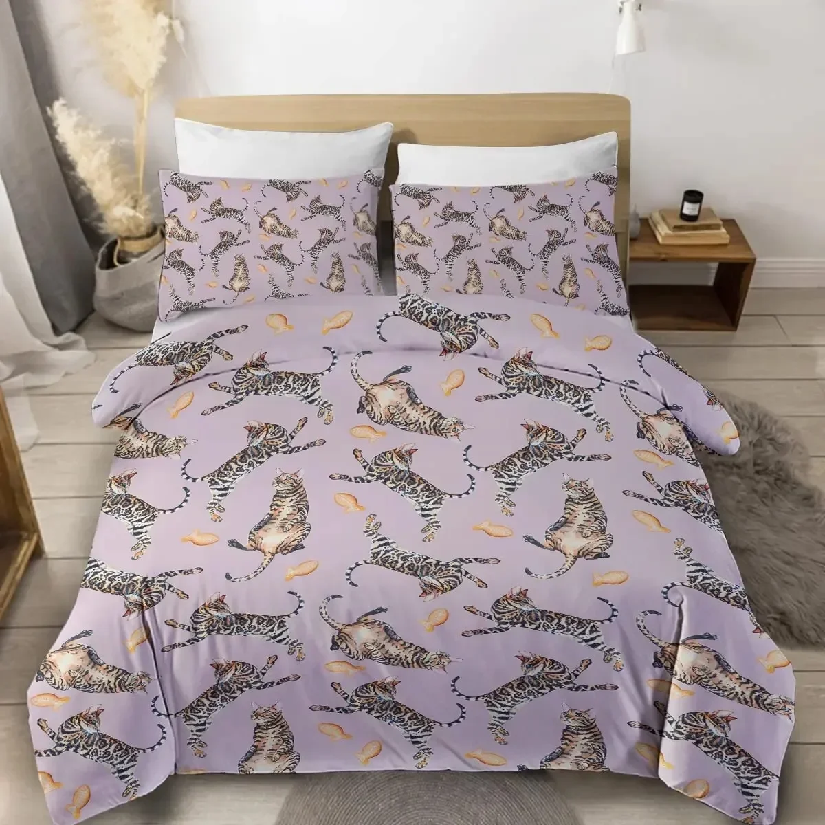 

Cats Grey and White Cats Comfortable Duvet Quilt Cover Pillowcase Bedding Set Children Bedroom Decoration Home Textile