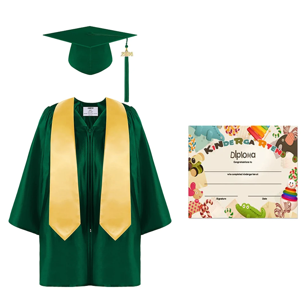 Cosplay Costume Preschool Kindergarten Graduation Gown Cap Uniform Set With 2024 Badge Tassel And Graduation