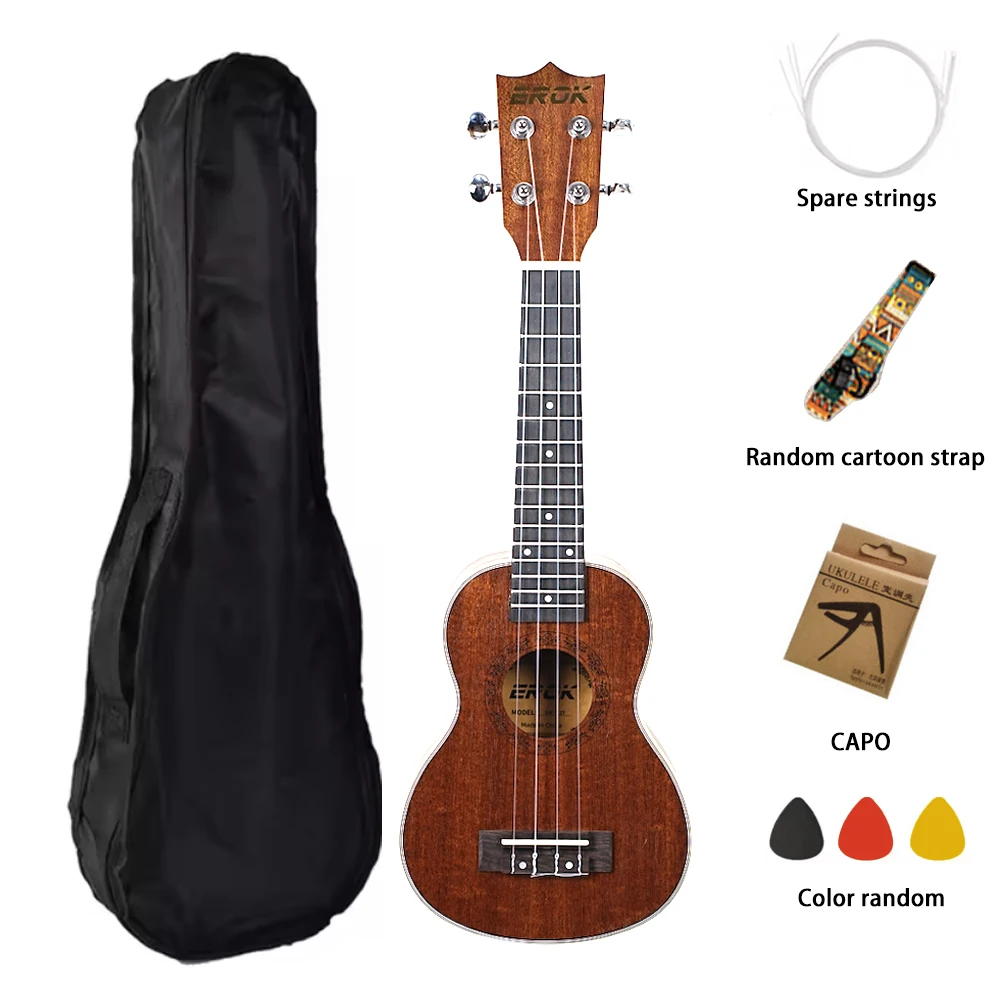 

21 Inch Ukulele Sapele Soprano Size Ukelele for Beginners Kit Nylon Strings Hawaiian Guitar Christmas Gift with Sets